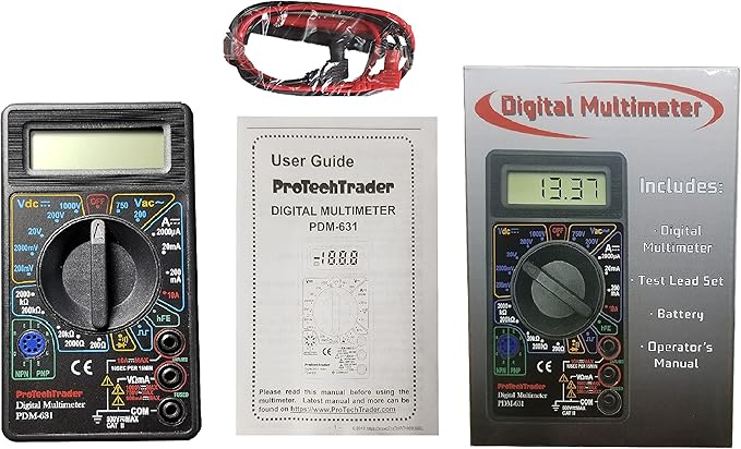 7 Function Digital Multimeter AC DC Voltage Resistance Current Transistor Diode Audible Continuity Buzzer and Square Wave Output