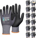 KAYGO Safety Work Gloves MicroFoam Nitrile Coated, 12 Pairs KG18NB,Seamless Knit Nylon Glove for Men and Women, Ideal for Automotive,Warehouse,Construction (2X-Large,Gray)