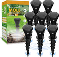 Solar Powered Mole Repellent for Lawns, 8 Packs Ultrasonic Vole Repeller Outdoor, IP 65 Waterproof Outdoor Ultrasonic Mole Deterrent Get Rid of Gopher Vole Skunk Groundhog Snake in Garden Yard Lawn