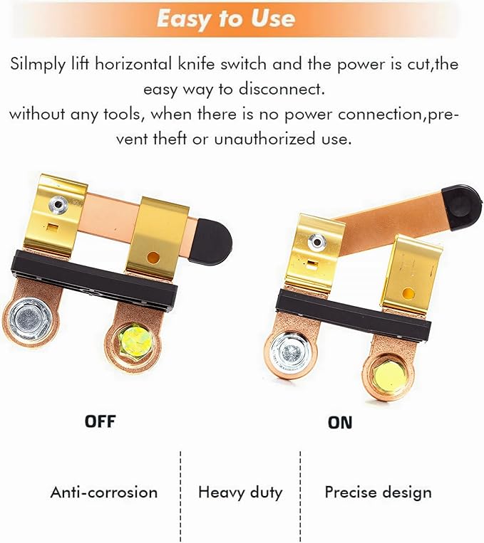 2PCS Side Post Battery Disconnect Switch 12V / 24V 250/750 Amps Knife Blade Isolator Power Cutoff Switch for Marine Car Boat RV ATV