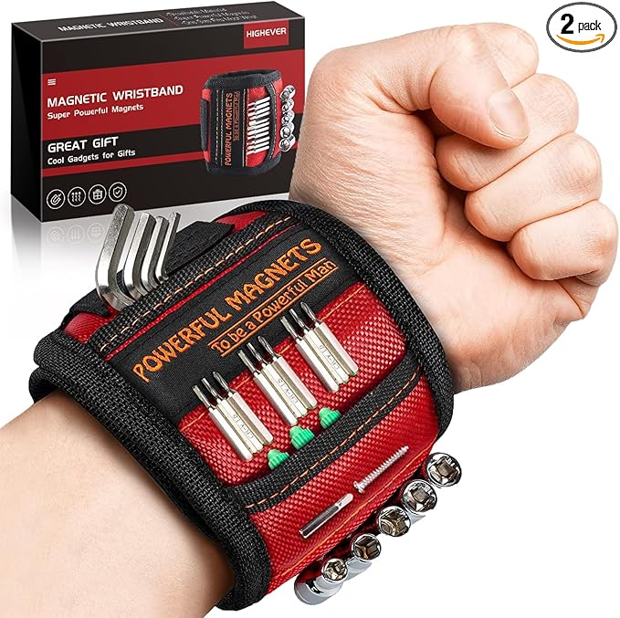 Stocking Stuffers for Men Women Gifts Magnetic Wristband: Men Gifts Tool Belt Magnet Wrist for Holding Screws Christmas Gadget for Dad Adults Him Husband Who Have Everything Wants Nothing (2 Pack)