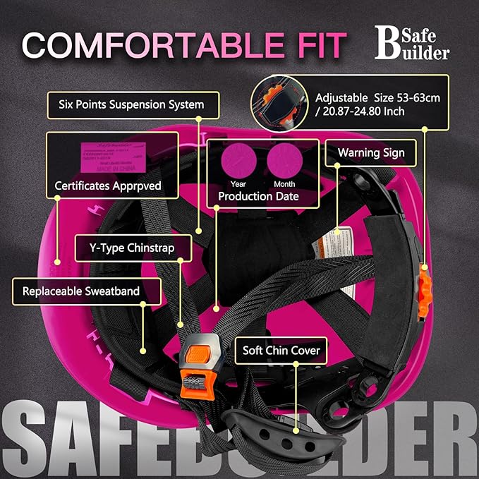 Construction Safety Helmet ABS Hard Hat Adjustable Ventilation System Hardhats Industrial Work Head Protection for Men Certified ANSI/ISEA Z89.1