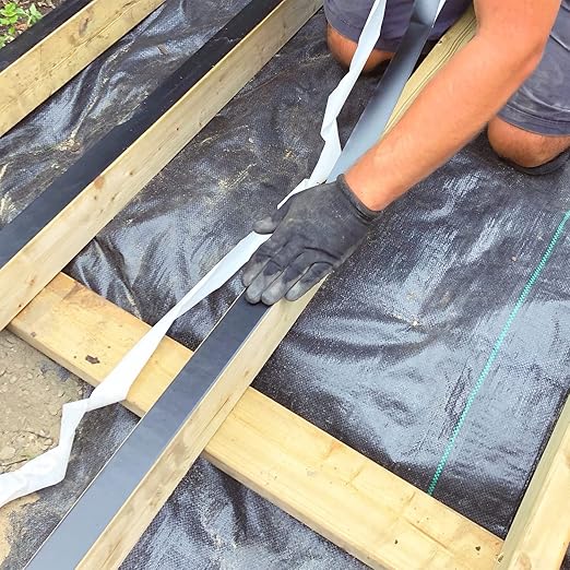 LLPT Joist Tape for Decking 2” x 50 Ft 0.05" Thick Flashing Joist Protection Tape Heavy Duty Self Sealing Waterproof Butyl Sealant for Wood Decks Building Joists Seams 1 Roll Black (JDT05050)