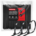 Cable Ties, Black, 0.19 inch*8 inch (4.8 mm x 200 mm), 1100-Pack: UV-Resistant, Long Cable Ties, Black, 28 kg Tensile Strength. Suitable for indoor and outdoor use, home, and office.