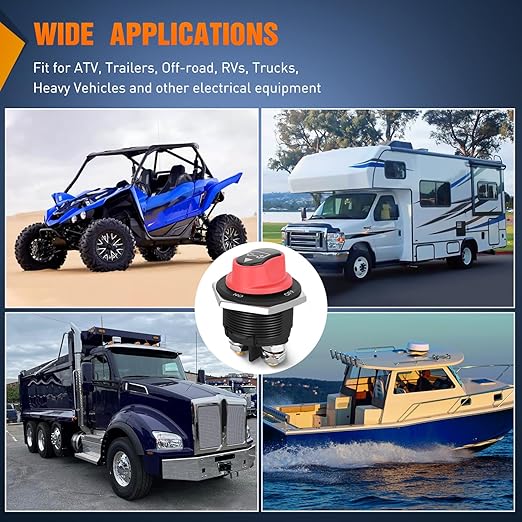 Nilight Battery Disconnect Switch 200A Master Disconnect Isolator 12V-48V On Off Power Cutoff Switch Waterproof Heavy Duty for Marine Boat Car RV ATV UTV Yacht, 2 Years Warranty