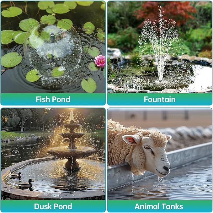 Antfraer 40W Solar Pond Filter with Water Pump, Pond Filter Box with Pond Filter Box, Pond Pump with 6.6ft Clear Tubing for Outdoor Pond Waterfall Garden Fountain Water Feature