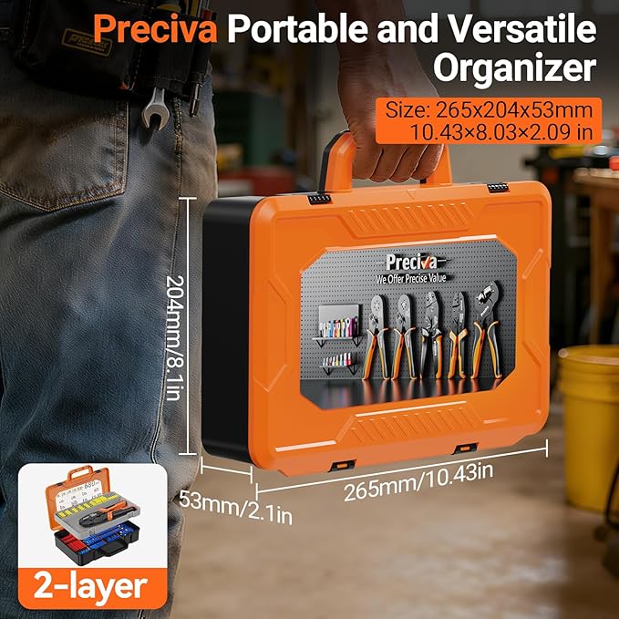 Preciva Crimping Tool for Insulated Terminals Wire Connectors, AWG20-10 Ratchet Crimper with 680 Pcs Insulated Terminals Connectors