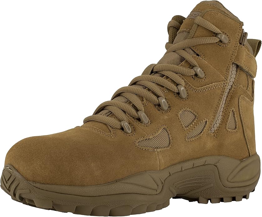 Reebok Men's Rb8694 Rapid Response Rb Composite Toe 6" Tactical Stealth Boot Sidezipper Desert Tan Military & Tactical Boots
