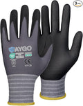 KAYGO Safety Work Gloves MicroFoam Nitrile Coated, 3 Pairs KG18NB,Seamless Knit Nylon Glove for Men and Women, Ideal for Automotive,Warehouse,Construction (Large,Gray)