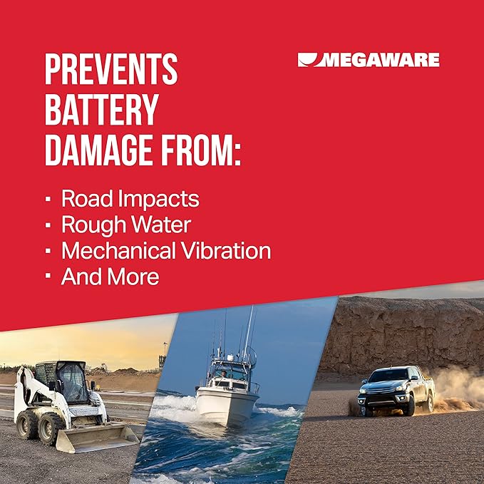 MEGAWARE KEELGUARD BatteryGuard Protector - Great for Boats, RVs, Semi Trucks, and Off-Road Vehicles - Shock and Vibration Absorber - Fits up to Group 31 Batteries (12.75 x 6.88 x 0.375 in)