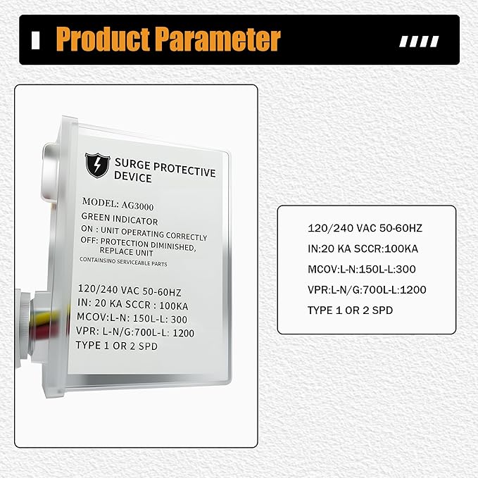 120/240 VAC Universal HVAC Surge Protective Device - Comprehensive Surge Protection,Protector with TPMOV Technology for AG3000,Waterproof Enclosure,Lightning Protection