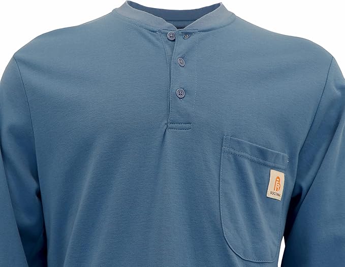 BOCOMAL FR Shirts Flame Resistant Shirt 5.5oz 100% Cotton Light Weight CAT2 Fire Retardant Henley Shirts