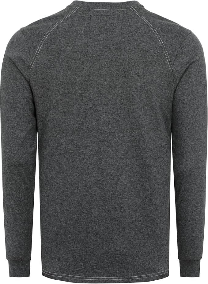 BOCOMAL Men's FR Henley Shirt Flame Resistant 5.5oz Cotton Long Sleeve Workwear UL NFPA2112 CAT2 Welding Tee