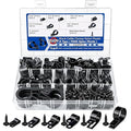 322PCS Black Cable Clips R-Type Nylon Wire Clips Assortment Kit 6 Sizes 3/16" 1/4" 3/8" 1/2" 3/4" 1" Cable Clamps with M4 Screws for Wire Managemen, Office, Garage