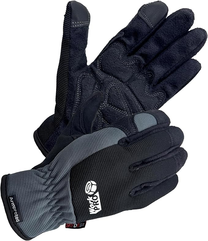 SKYDEER Touch Screen Leather Work Gloves for Women, Impact Protection, Vibration Reduction, Machine Washable Gardening Gloves (SD8821G/M)