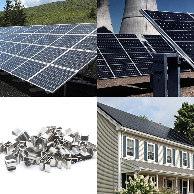 100Pcs Trailer Frame Wire Clips, 23mm Length Solar Panel Wire Clips, 304 Stainless Steel Cable Clamps Double-Wire Clips for PV Wiring Boat Cable