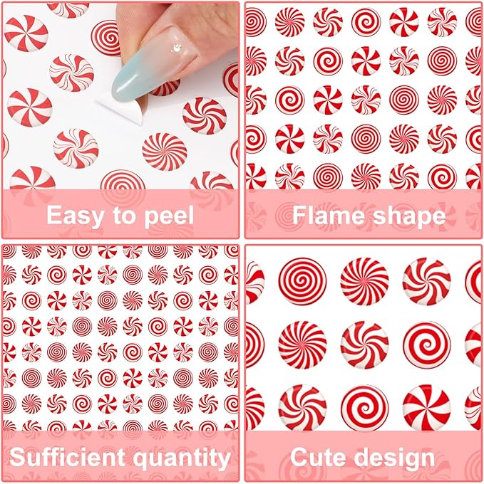 JarThenaAMCS 2400 Pcs Christmas Mini Sticker Red White Candy Paper Decal Xmas Winter Self-Adhesive Sticker for Reward Envelope Scrapbook Gift DIY Supplies, 0.5 in