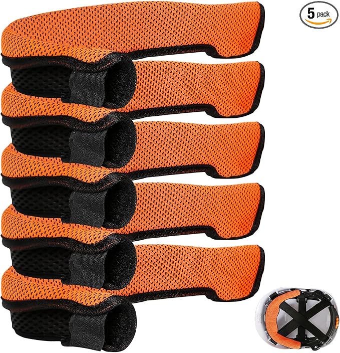 Aolamegs Hard Hat Sweatband - 5pcs Washable Hard Hats Sweat Bands,Flame Retardant Cotton Construction Hardhat Liners for Men,3-Layer Welding Helmet Sweatband,Hard Hat Accessories for Welding Headgear