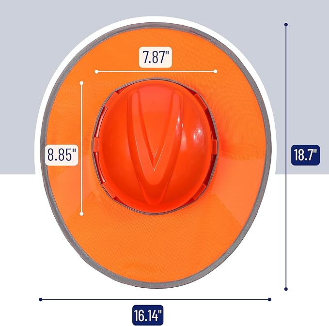 UNCO Hard Hat Sun Shield, Orange, Full & Standard Brim Mesh Sunshade, High Visibility Reflective, Hard Hat Accessories
