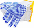 Qugzegx 12 Pairs Cotton Polyester Knitted Gloves, Grip Safety Work Gloves Anti-slip Dots Bulk Gloves For Painter Mechanic Warehouse Construction Men and Women, Medium Size
