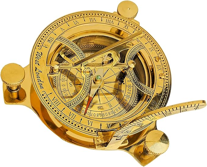 3" Sundial Compass - Solid Brass Sun Dial Rustic Vintage Home Decor Gifts Fully Functional