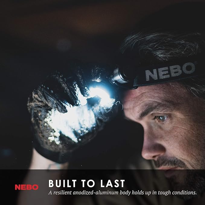 NEBO Transcend Rechargeable Headlamp | 1000 Lumens, 5 Light Modes, Detachable Magnetic Work Light, Water Resistant, Bright LED Headlight for Hiking & Camping, Includes USB Charging Cable