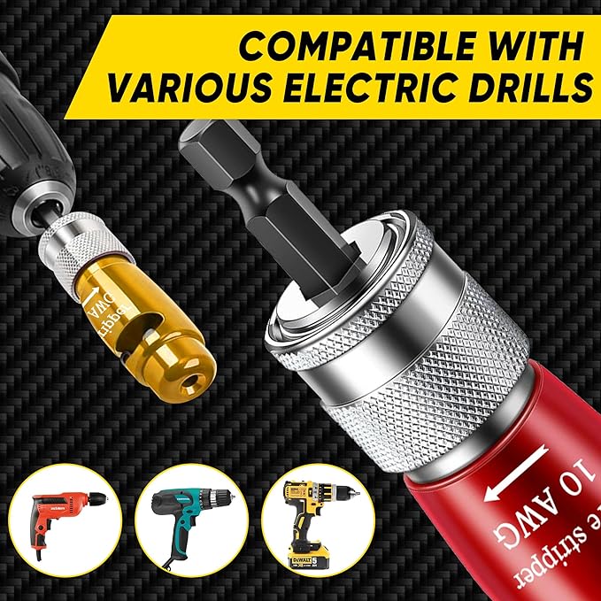 US Regulations Wire Stripping for Drill, Wire Stripping Tool & Wire Twisting Connector Set, Wire Twister Tool for Drill, 8 in 1 Quickly Drill Wire Stripping Professional Electrician Tools Set（8pcs）