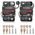 30Amp Circuit Breaker DC 12V-48V for Marine Boat Trolling Motor Automotive RV Trailer Car Solar System Battery Disconnect with Manual Reset Switch, IP67 Waterproof (Pack of 2)