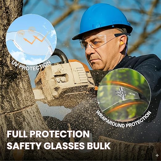Safety Glasses Men Women 12 pack, Z87 Safety Glasses with Scratch&Impact-Resistant lens, clear safety glasses with Ansi Z87.1 certification for construction, lab, lawnwork,workshop