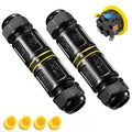 IP68 Waterproof Junction Box Outdoor,I- Shape 2way 5Pin (AC450v,24A) M25 Wire Range(10-14mm) Quick Release Electrical Cable Connector,Suitable for Repair and Extend Power Cables,UL（2Pack）