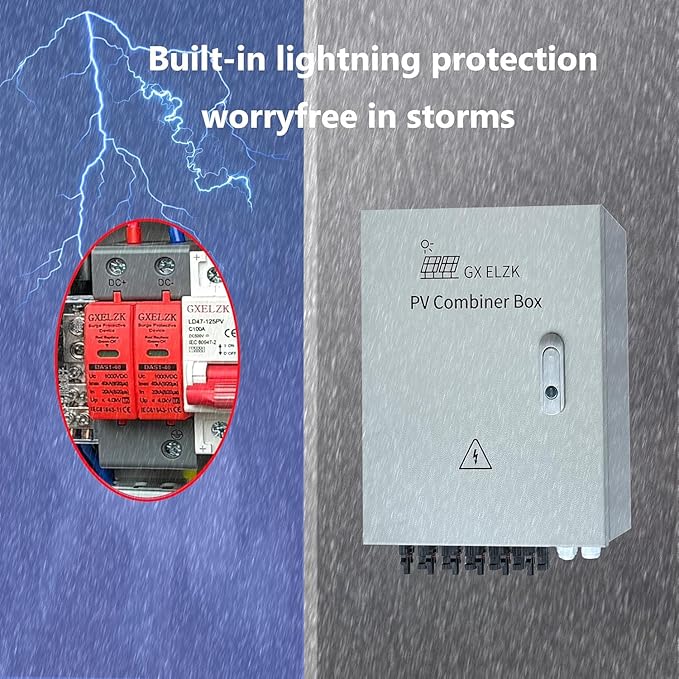 Solar Combiner Box 6 Strings 150A DC Main Circuit Breaker with Power Surge and 25A Circuit Breaker This PV Combiner Box is Suitable for On/Off-Grid Solar Power