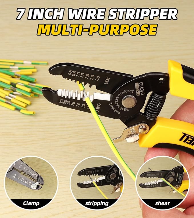 DOWELL 10-22 AWG Wire Stripper Cutter Wire Stripping Tool And Multi-Function Hand Tool，Professional Handle Design And Refined Craftsmanship.