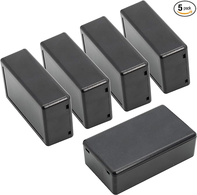 LeMotech Project Box, 5 Pieces ABS Electrical Box Small Junction Box for Electronics PCB Case,Electronic Hobby Box Black, Outside Size 2.8 x 1.7 x 0.9 inch (72x 42x 23 mm)