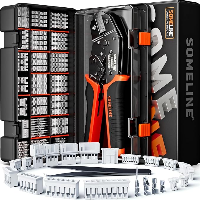 SOMELINE Crimp Tool Connector Kit, JST-SH 1.0mm/PH 2.0mm Connector Set, 21 Types of Connectors, 32-22 AWG Ratcheting Crimper for JST Molex TE 1.0mm/1.25mm/1.5mm/2.0mm
