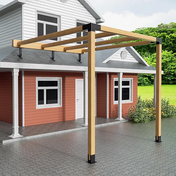 Heavy Duty Roof Riser Brackets Kit, TROPTOLKY Adjustable Angle Pergola Brackets, Black Metal Roof Riser Beam Bracket for Roof Pergola Gazebo Patio Cover (3 Pack)