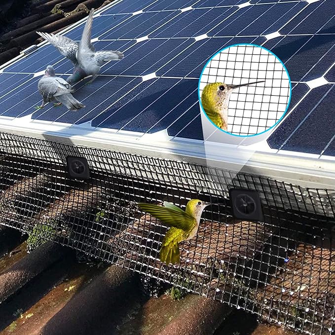 Heavy Duty Solar Panel Bird Guard - 15Lb 70 Aluminum Fasteners 8in x102Ft Solar Panel Critter Guard for Separate Critters, Pigeons, etc. from Solar Panel