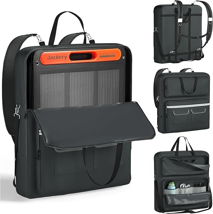 Solar Panel Storage Bag, Compatible With Jackery SolarSaga 100W 100X200W -1680D Marine Canvas+400D Nylon Lining, Suitable for 2 Solar Panels, Waterproof and Durable Solar Panel Carrier