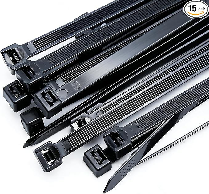 36 inch zip ties heavy duty outdoor use 15 pieces long cable ties black large plastic tie wraps uv resistant 200 lbs Tensile Strength