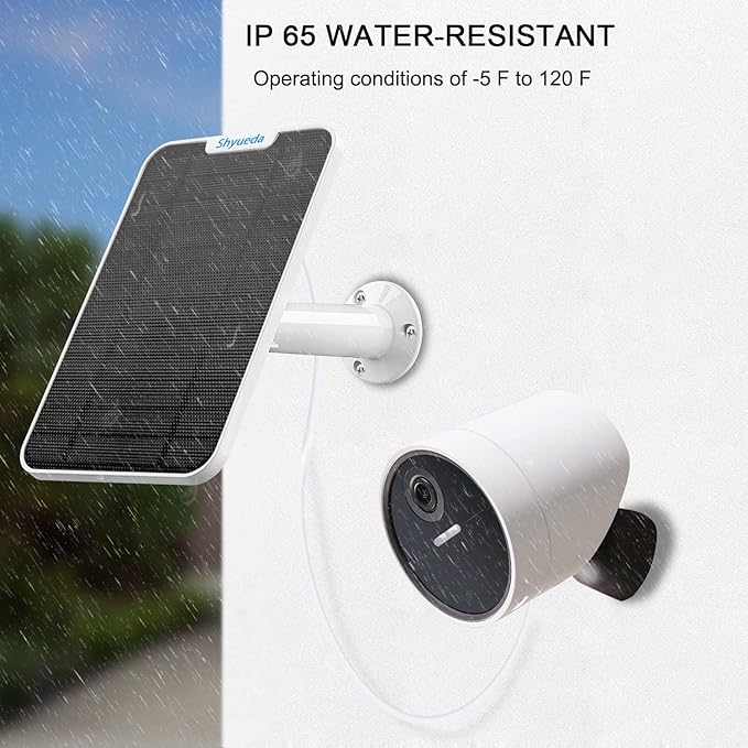 4W Solar Panel Charging Compatible with SimpliSafe Outdoor Security Camera only, with 13.1ft Waterproof Charging Micro-USB Head Cable, IP65 Weatherproof,Includes Secure Wall Mount(White)
