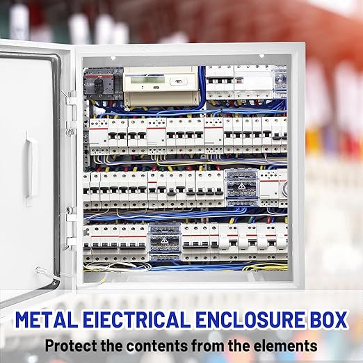 Outdoor Electrical Box 16 x 16 x 6''D NEMA 4X Enclosure Steel Box, Waterproof & Dustproof Outdoor/Indoor Lockable Electrical Junction Box, with Mounting Plate