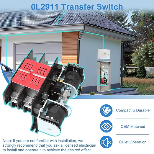 0L2911 Automatic Transfer Switch 200 Amp with Handle 200A 2P 250V Replacement for Generac Generator Transfer Switch Assembly 0D9618 0L2911