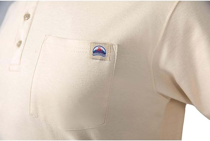 FR Henley Shirts for Men Flame Resistant Lightweight Welding 6.5oz 100% Cotton CAT2 Long Sleeve Fire Retardant FRC Clothing