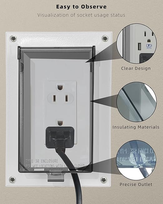 Electrical Box Replacement Cover, DBVC-1 Extra Duty Replacement for All-Weather Use, Type 3r Enclosure Cover for Wet Locations Can be adapted to DBVR1C/DBVS1C/60VC, Improve Electricity Safety (3)