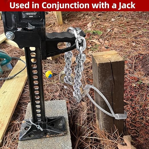Fence Post Remover Tool with Galvanized Cable & Chain - Works with Jack/Lever, Effortlessly Extract 4x4 Fence Poles(Even Broken Ones) for Residential/Agricultural Fence Repair