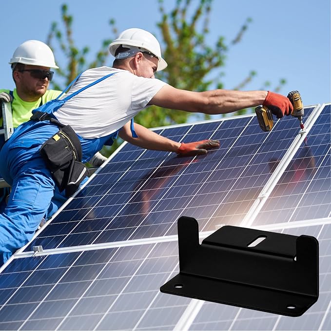 Tatuo 16 Sets Solar Panel Mounting Brackets Z Bracket Aluminum Alloy Solar Panel Mounting Brackets Kit with Nuts and Bolts for Boat, Wall and Other Off Gird Roof Installation, Black