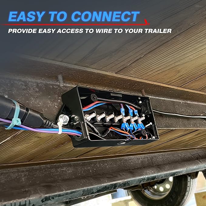 MICTUNING 7 Way Electrical Junction Box - 7 Gang Trailer Wire Connection Box Weatherproof for Rewiring Camper RV Caravans Boat Light 7 Way Trailer Wire Connectors
