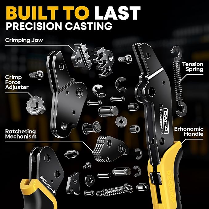 Automotive Electrical Connectors & Crimping Tool Kit, 1-6 Pin 1.5 Series Waterproof Wire Plugs 24-14 AWG with Ratcheting Crimper, Dust Caps, Wire Stripper & Removal Tool for Auto Marine Wiring