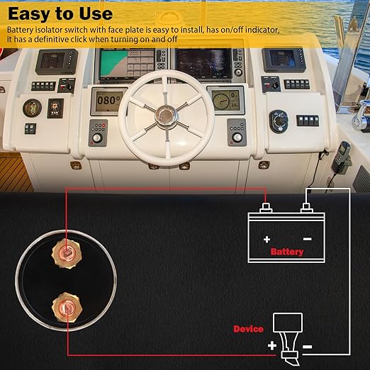 12-48V 200A Master Battery Disconnect Switch & 4 AWG 1FT Battery Cables Set, High Current Battery Power Cutoff Killer Switch for Car Vehicle RV Truck Boat Marine ATV On/Off Battery Isolator Switch
