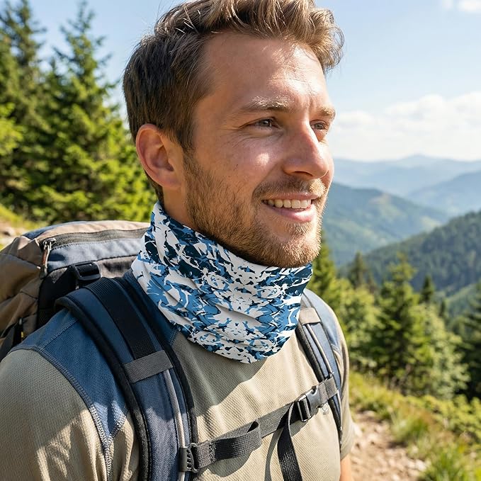UPF 50 Sun Protection Neck Gaiter - 13-in-1 Multifunctional Face Cover for Hiking, Fishing, Cycling