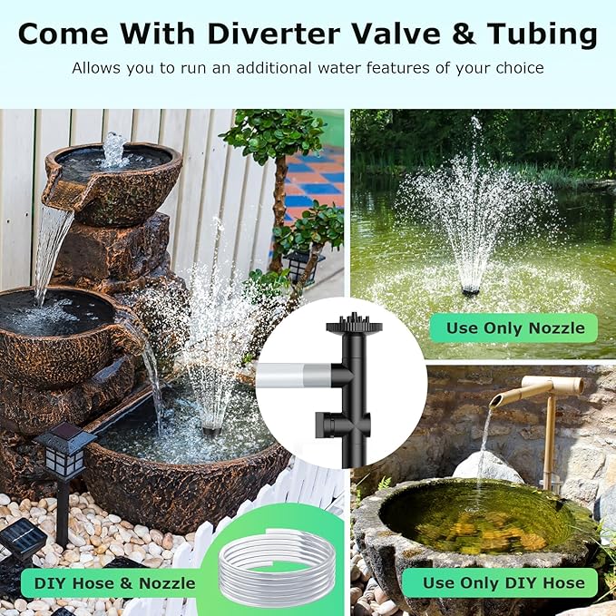 POPOSOAP Solar Water Fountain Pump, 45W Solar Pond Pump Kit with 450GPH Flow Rate, PVC Tubing Solar Powered Water Pumps for Outdoor Fountains, Garden, Ponds, Pools, Fish Tank, Backyard